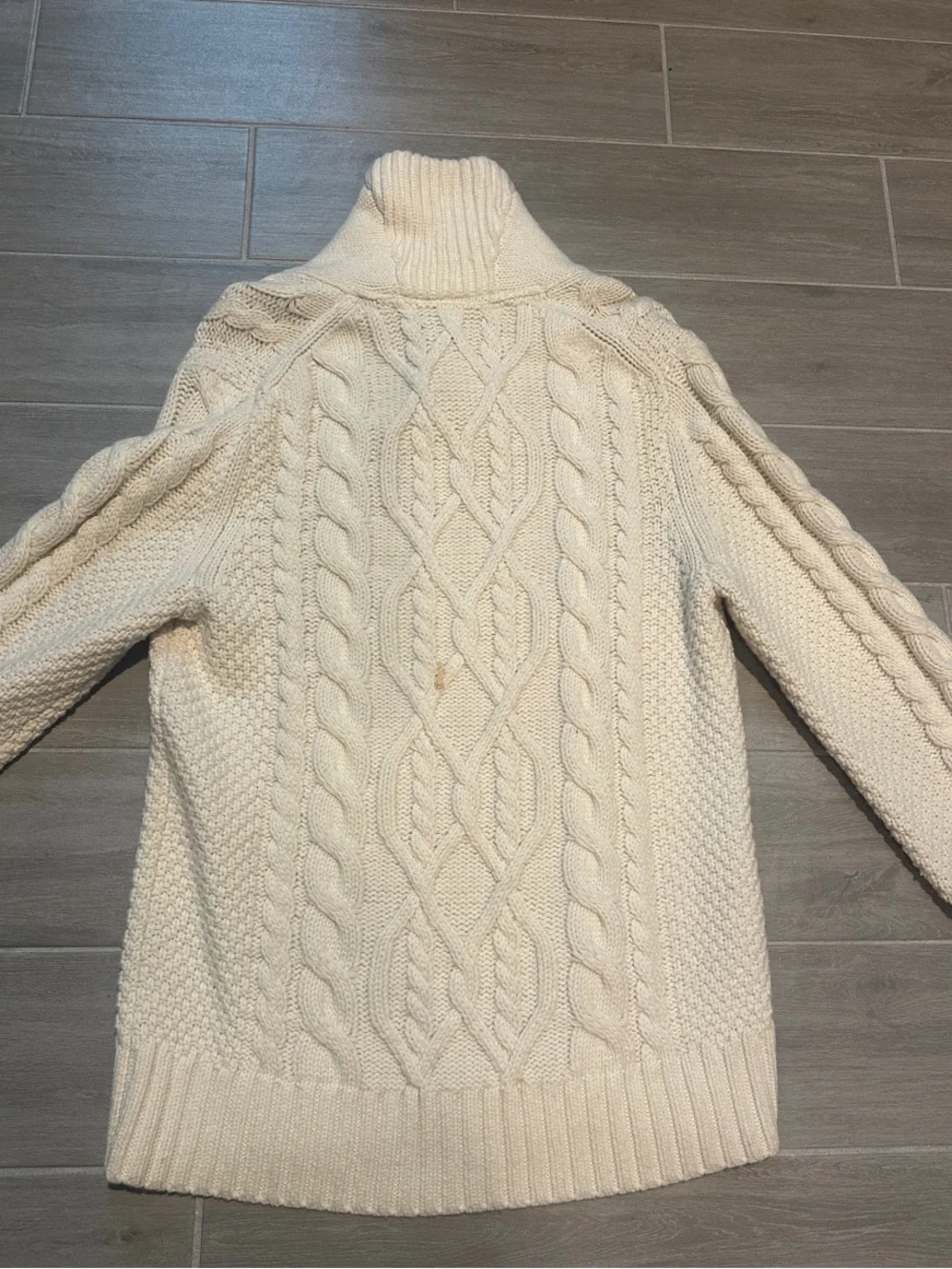 Banana Republic Cozy Cream Cable-Knit Shawl Collar Sweater